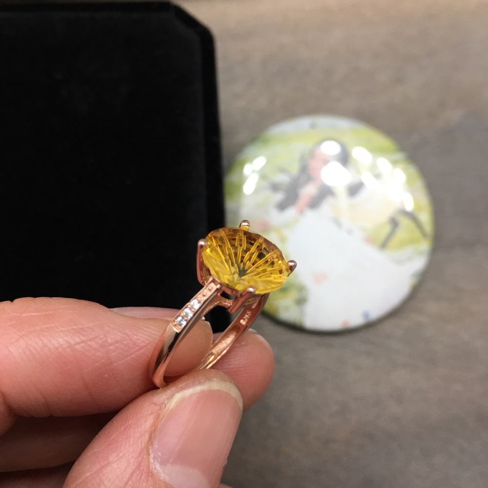 Certified Citrine Rose Gold Ring Necklace Set - Picture 12 of 17